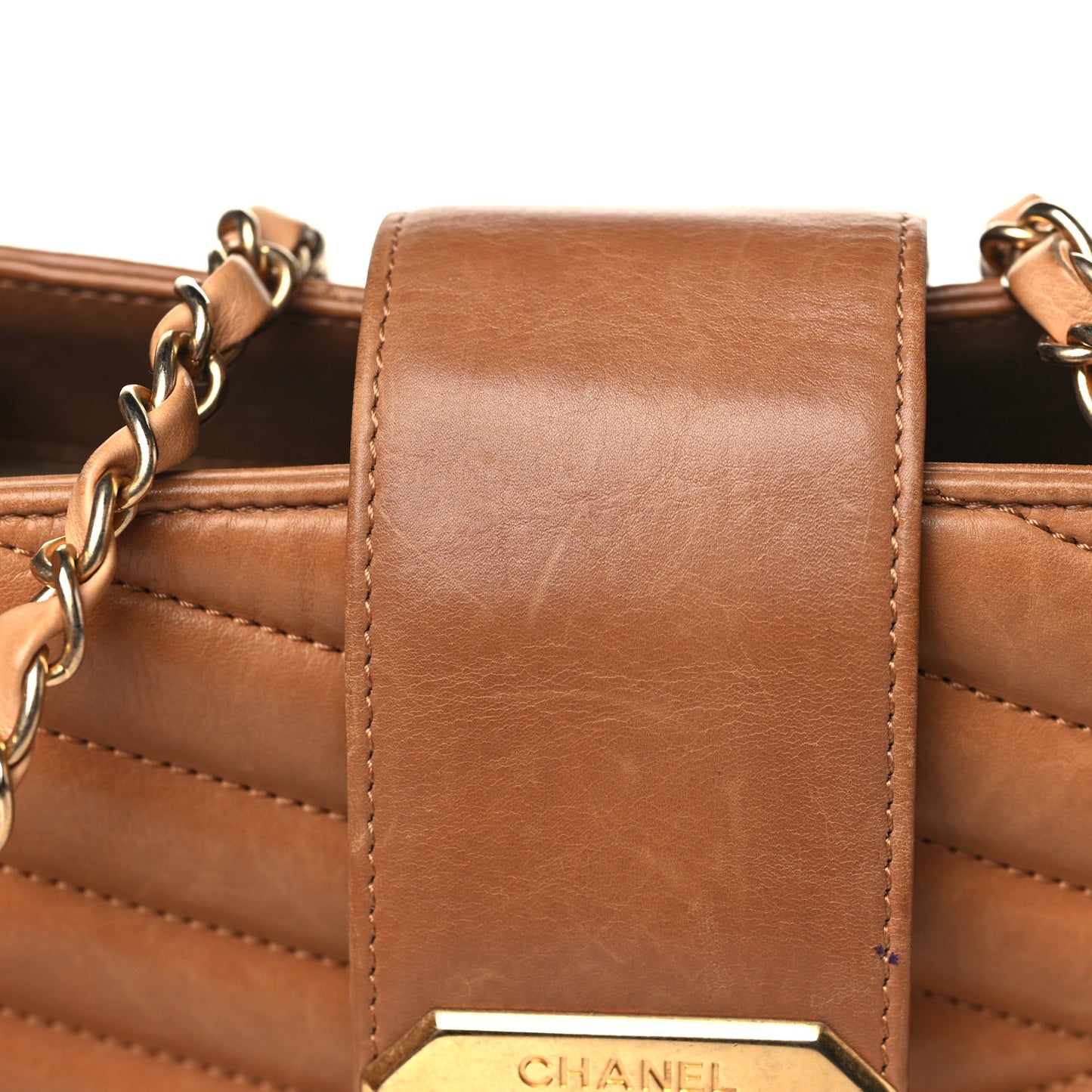Calfskin Chevron Quilted Gabrielle Tote Beige