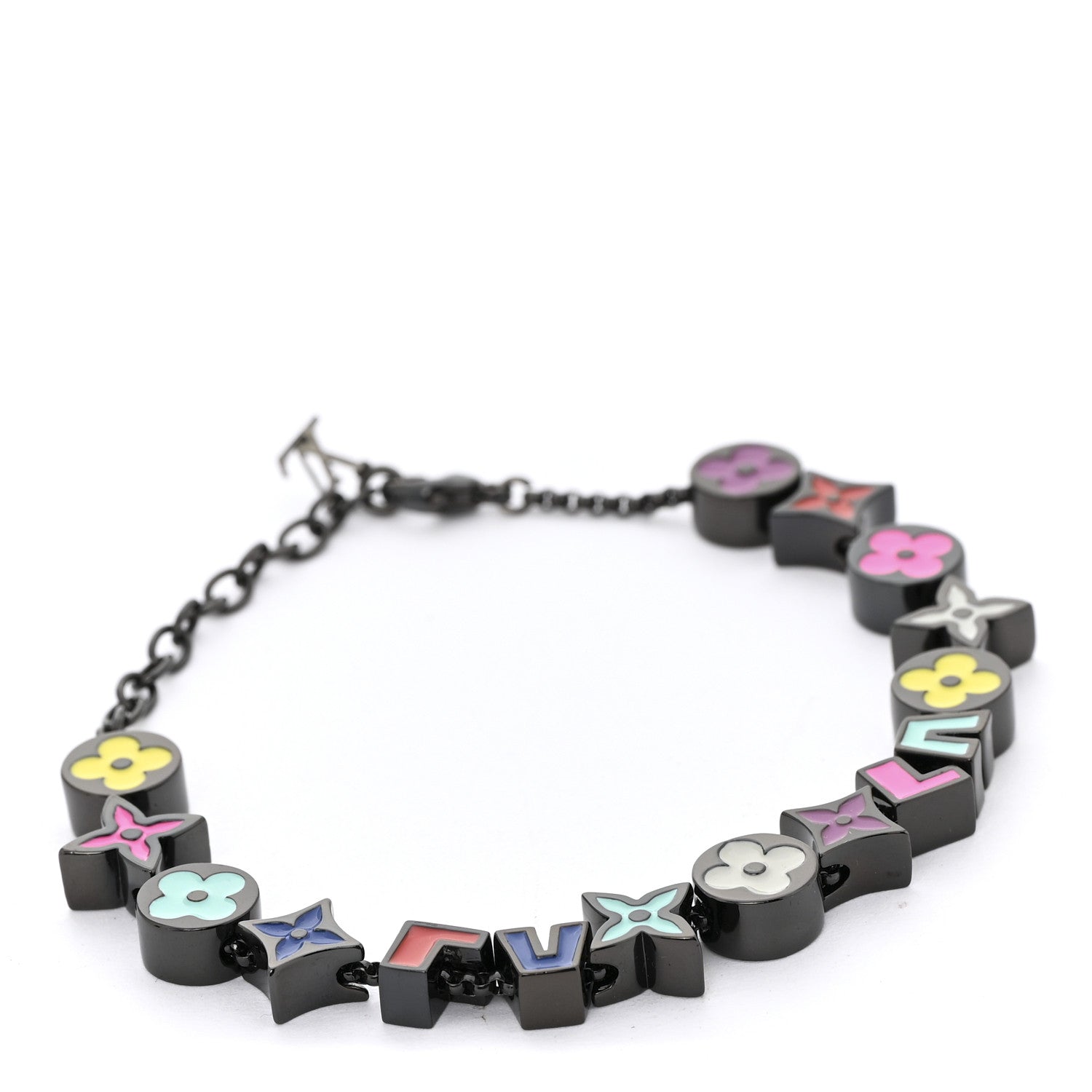 Louis Vuitton Metal Enamel Monogram Party Bracelet Black Multicolor 1 of 5