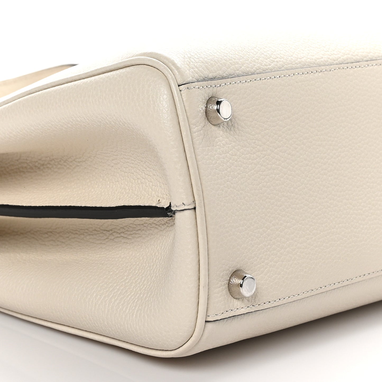 Grainy Calfskin Medium Zumi Top Handle Bag Mystic White