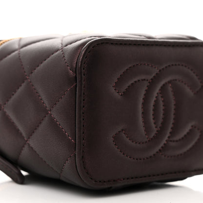 Chanel Iridescent Lambskin Quilted Mini Top Handle Vanity Case With Chain Burgundy 9 of 10