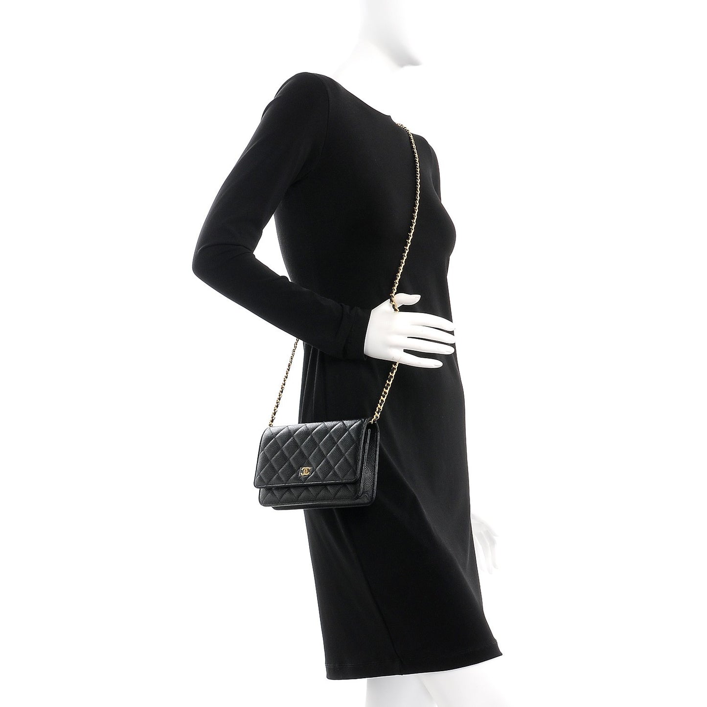 Caviar Quilted Wallet On Chain WOC Black