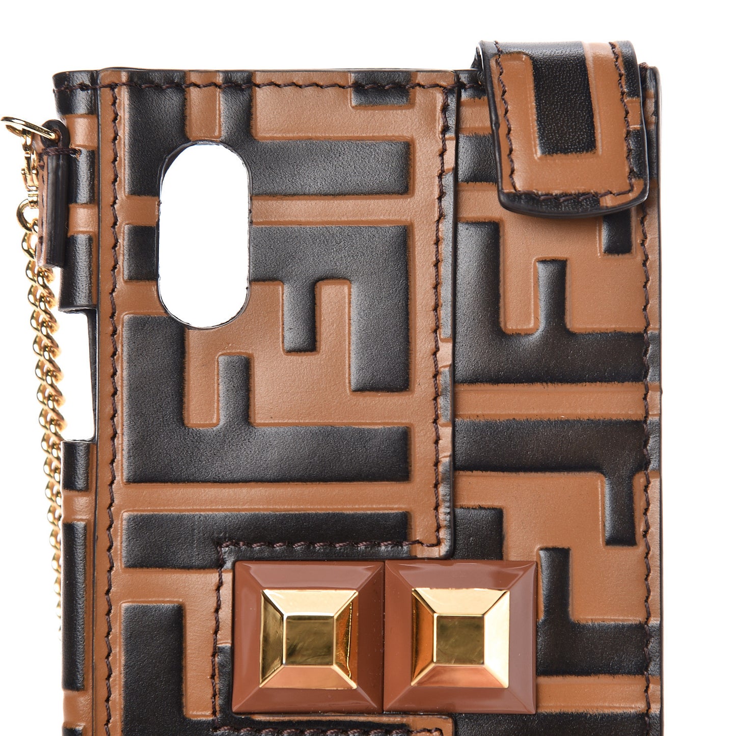 Calfskin FF Embossed IPhone X Case Tobacco