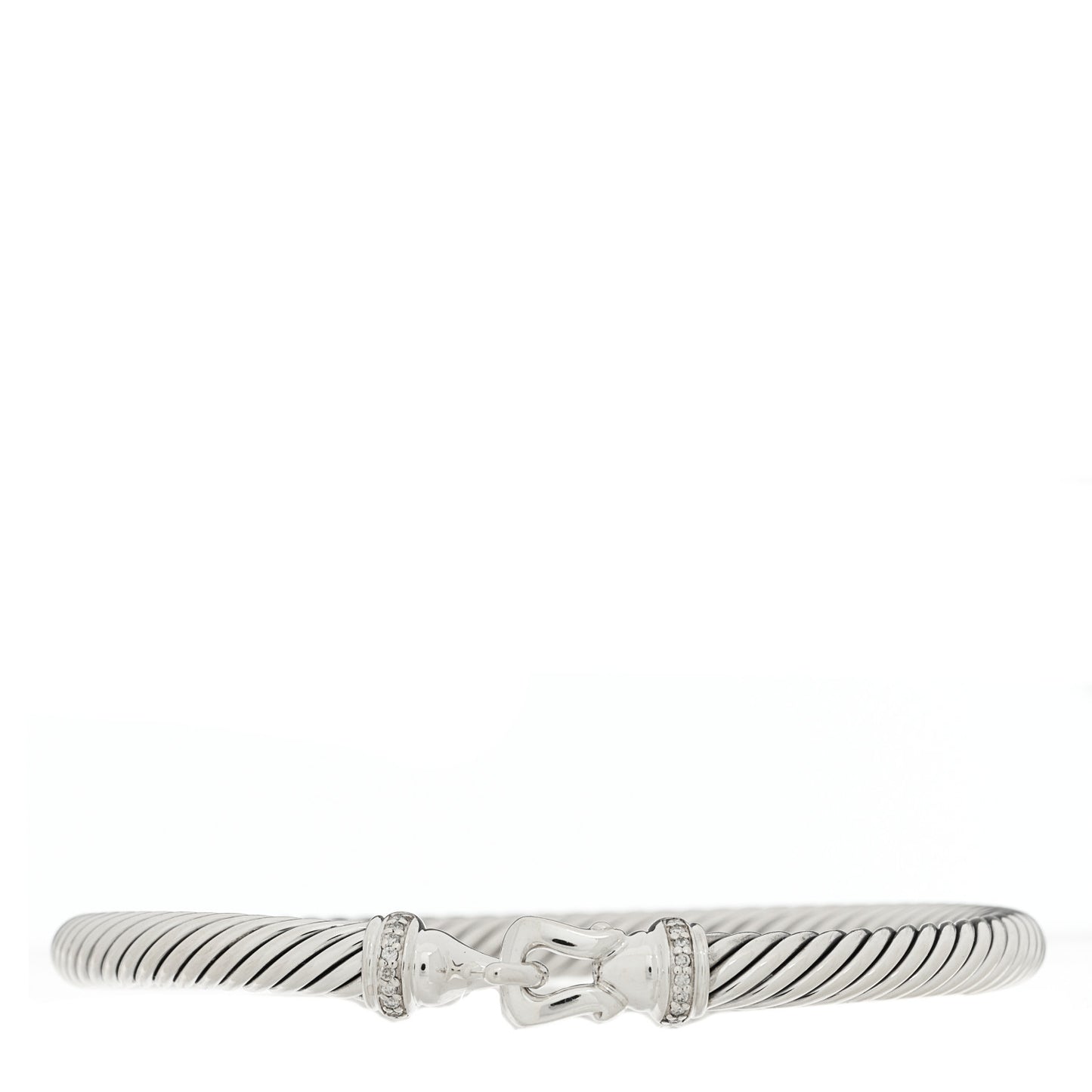 Sterling Silver Diamond 5mm Cable Buckle Bracelet