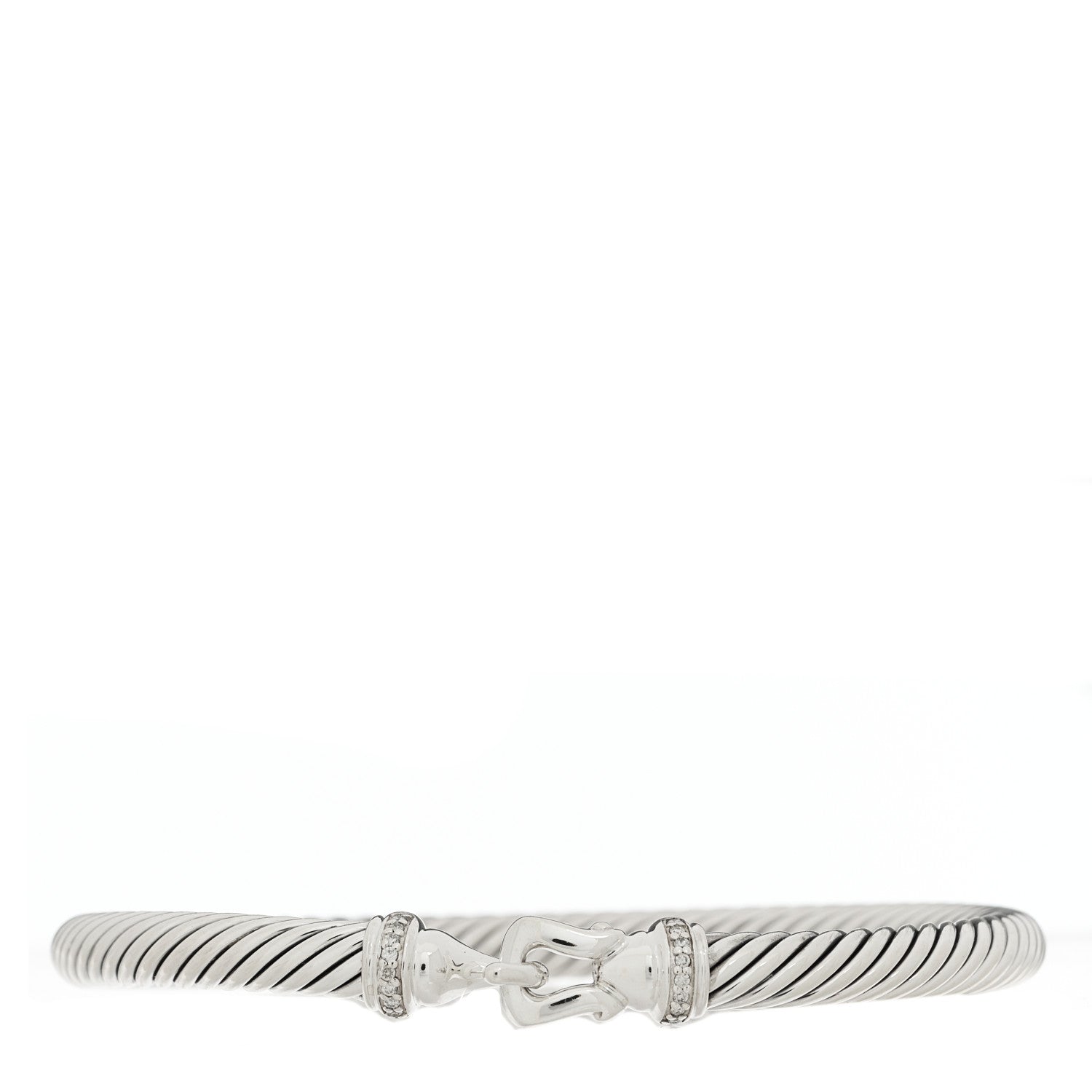 David Yurman Sterling Silver Diamond 5mm Cable Buckle Bracelet 1 of 3