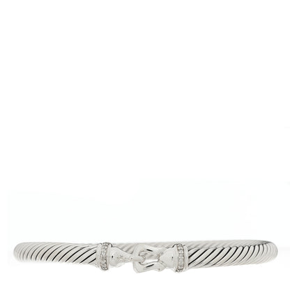 David Yurman Sterling Silver Diamond 5mm Cable Buckle Bracelet 1 of 3