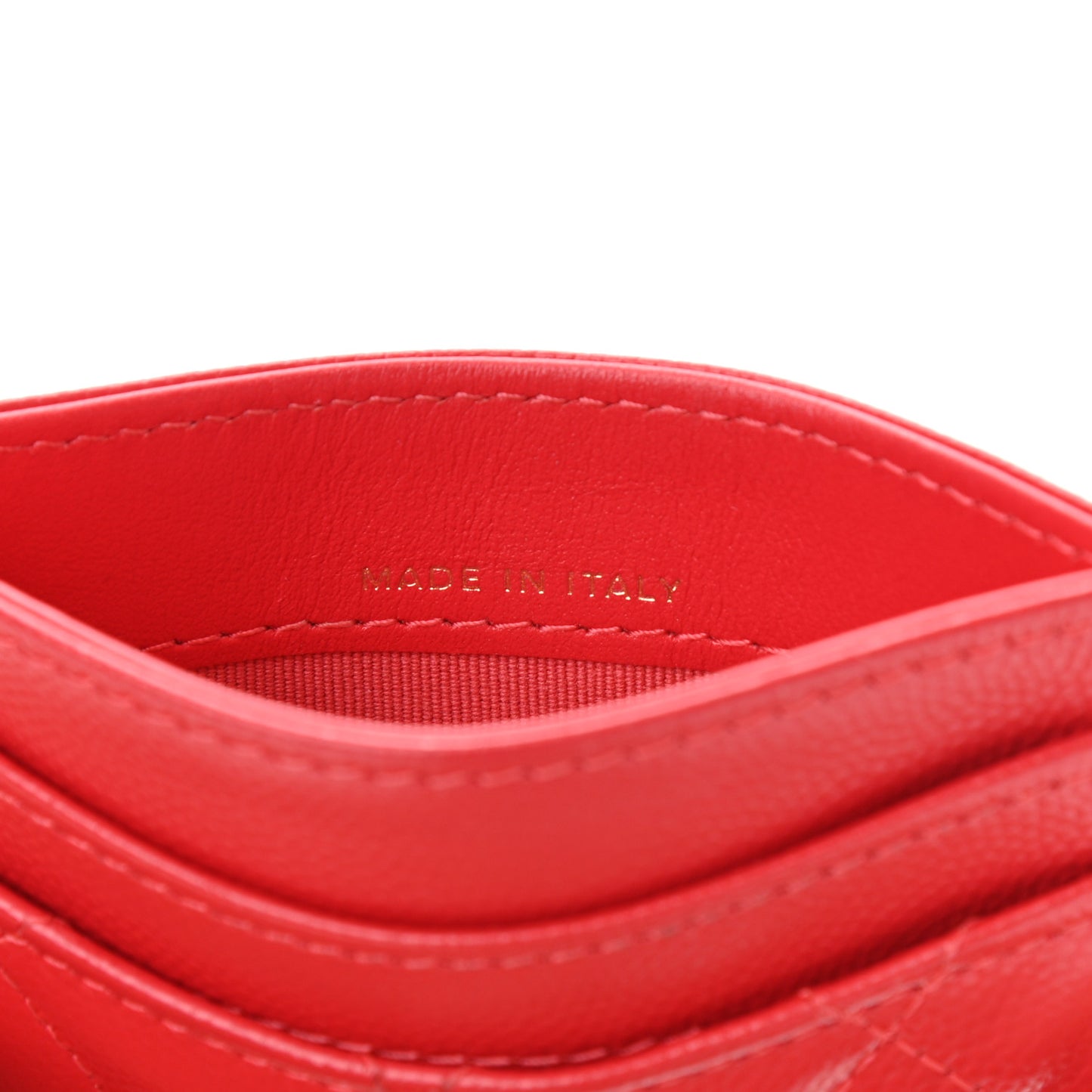 Caviar Quilted Card Holder Red