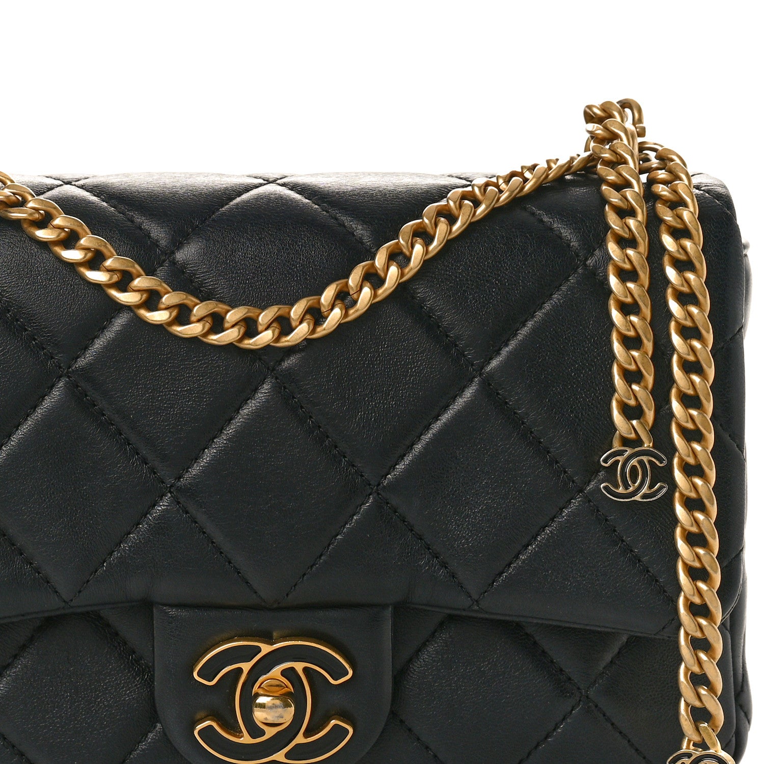 Chanel Lambskin Enamel Quilted Pending CC Square Flap Black 8 of 12