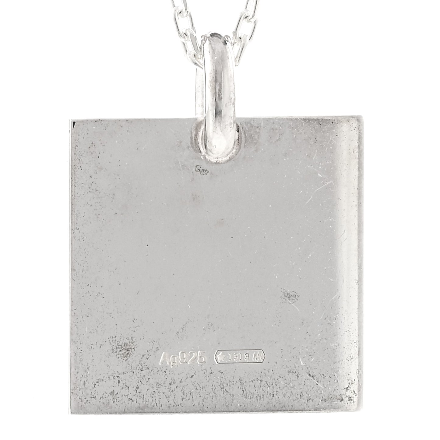 Sterling Silver Trademark Logo Square Pendant Necklace