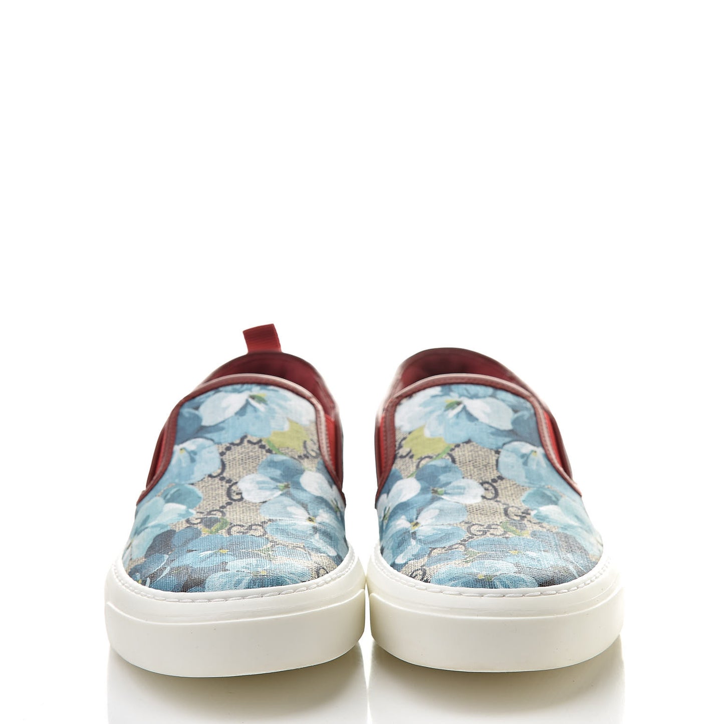 GG Supreme Monogram Blooms Womens Slip On Sneakers 38 Beige Blue Navy Red