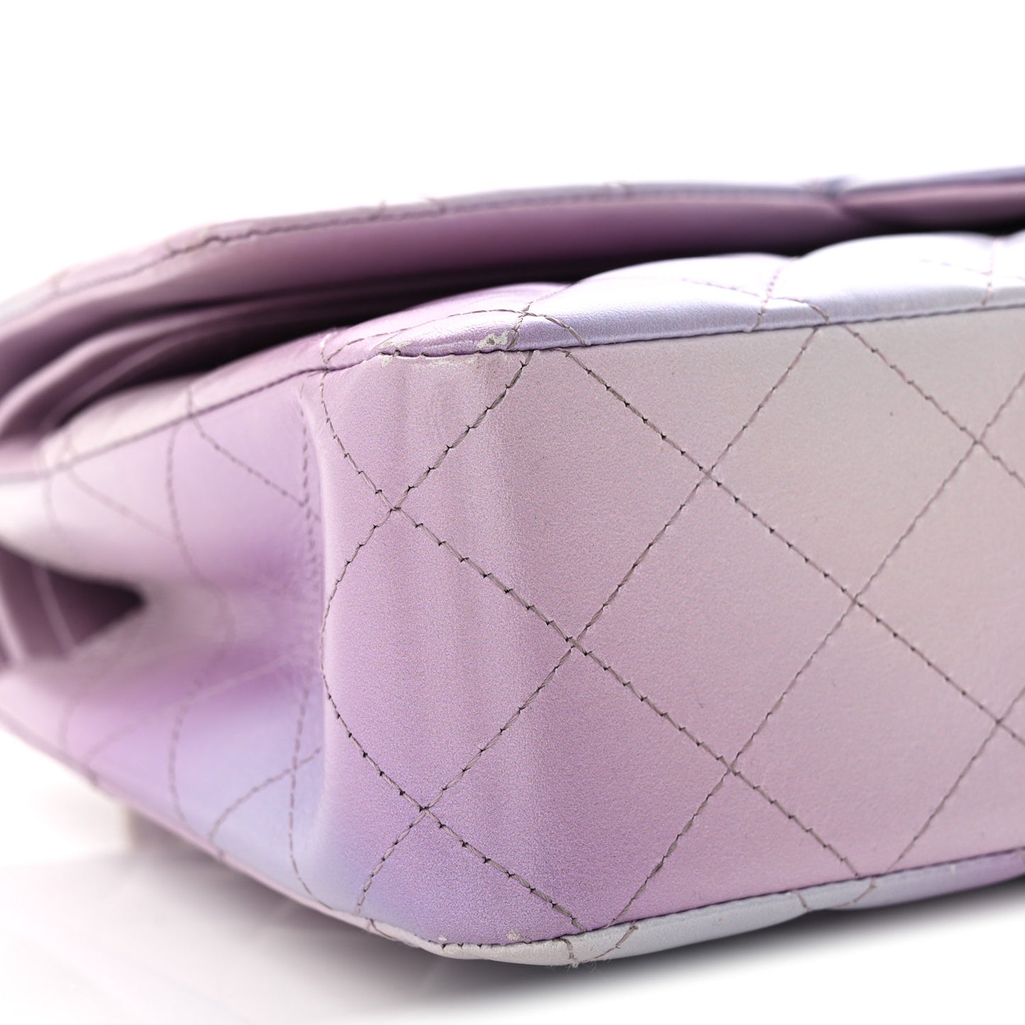 Lambskin Quilted Tie Dye Ombre Medium Double Flap Purple Blue Pink