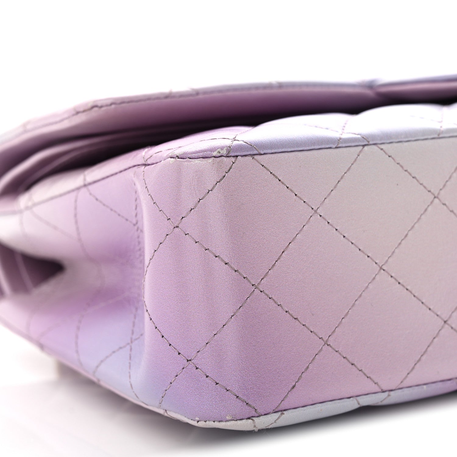 Chanel Lambskin Quilted Tie Dye Ombre Medium Double Flap Purple Blue Pink 10 of 14