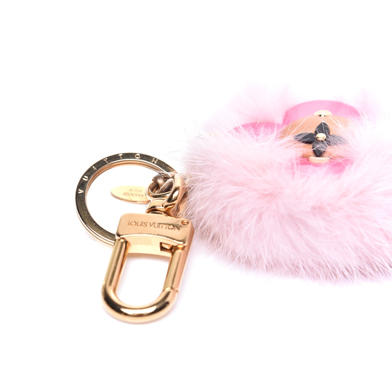 Louis Vuitton Resin Wood Mink Fur Vivienne Bag Charm Key Holder Pink 8 of 9