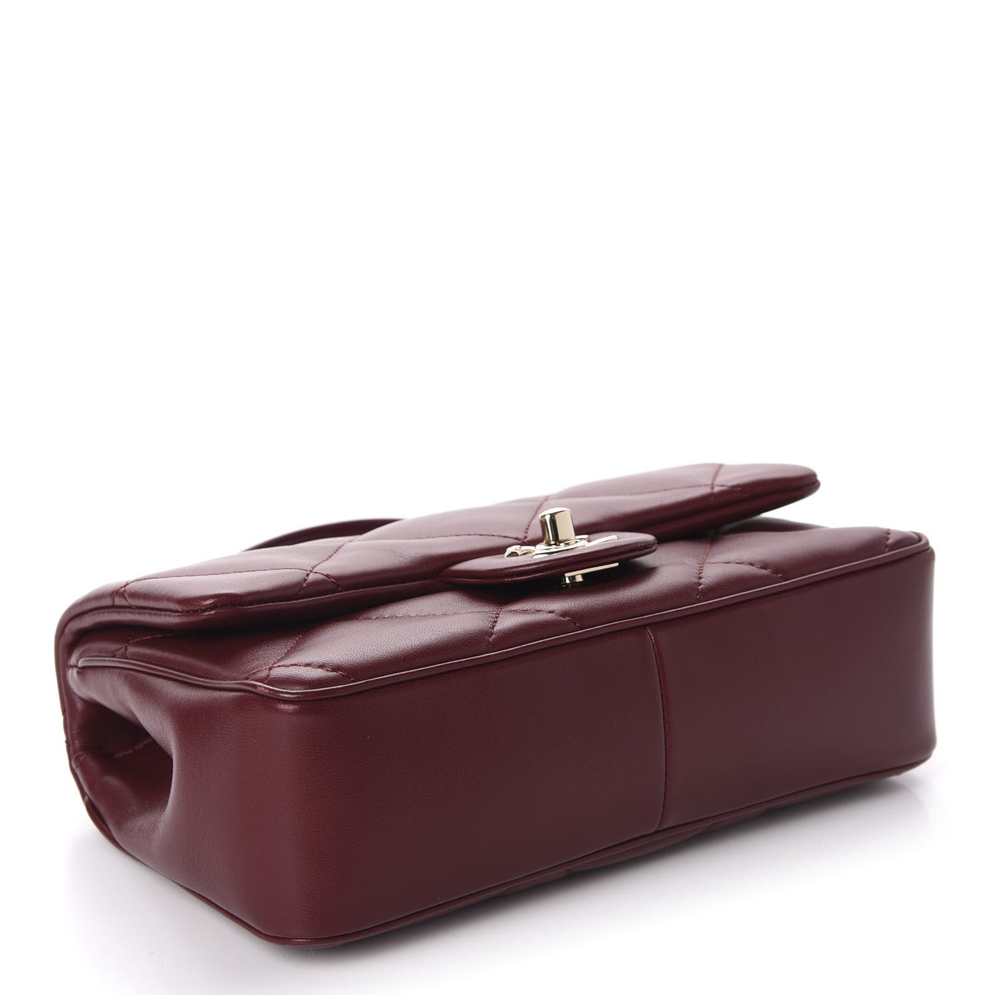Lambskin Quilted Small Easy Carry Flap Burgundy