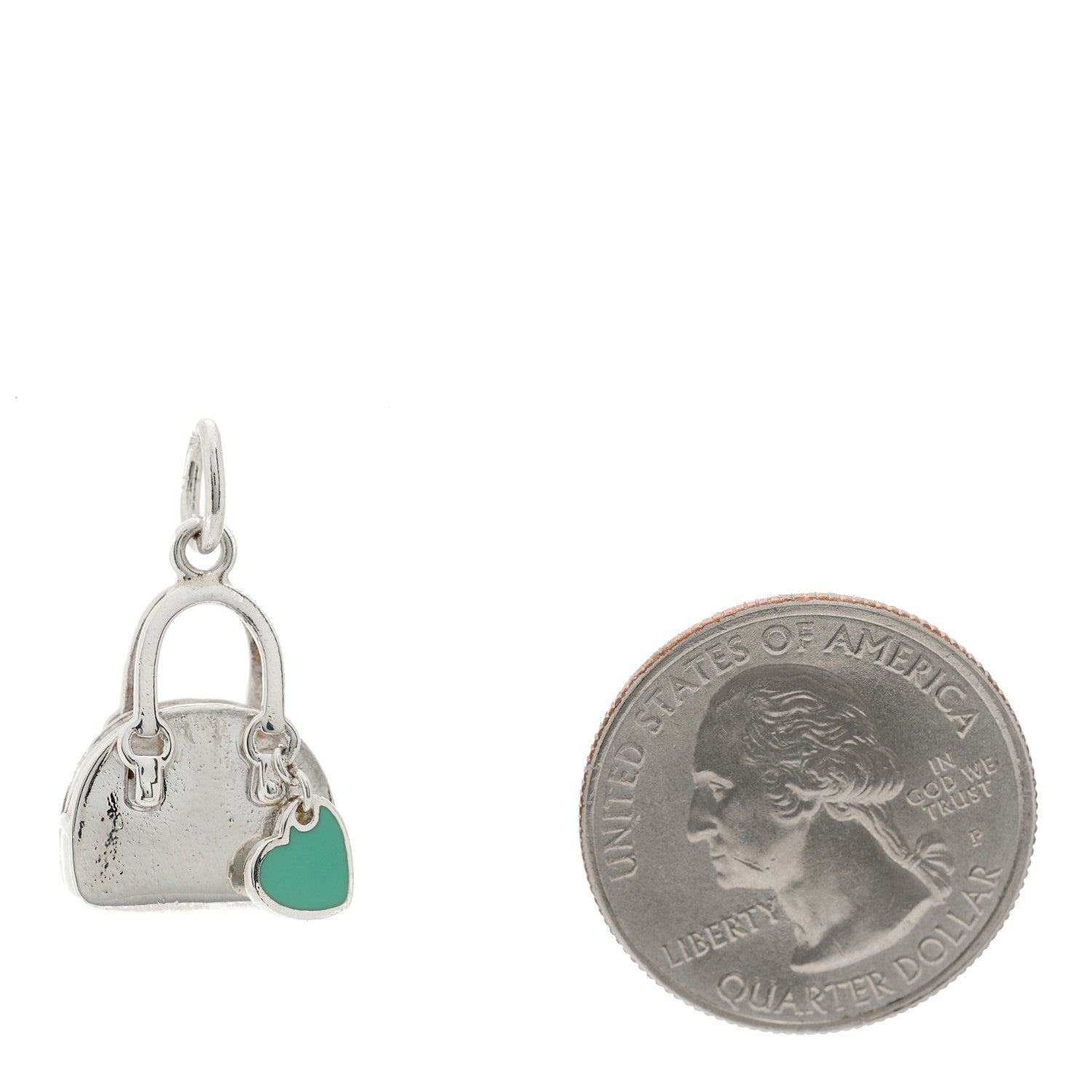 Tiffany Sterling Silver Enamel Shopping Bag Heart Charm Blue 2 of 4