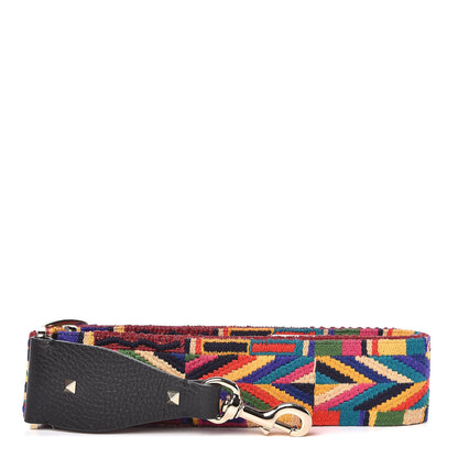 Valentino Garavani Canvas Geometric Embroidered Rockstud Guitar Strap Multicolor 1 of 4