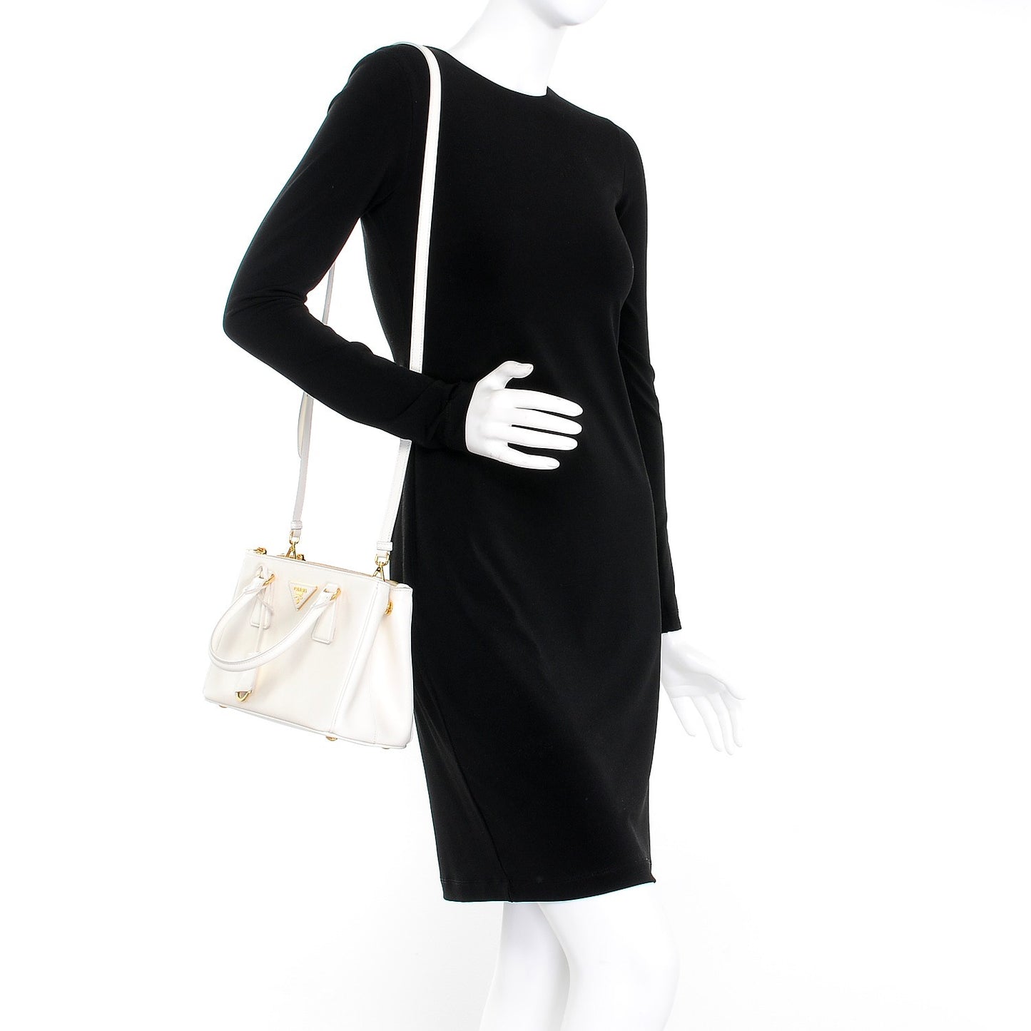 Saffiano Lux Small Galleria Double Zip Tote White