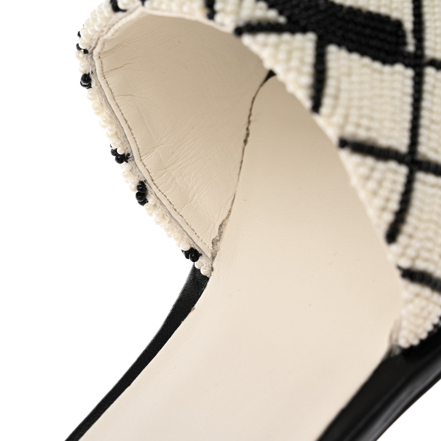 Pearl Embroidery CC Mules 37.5 Black White