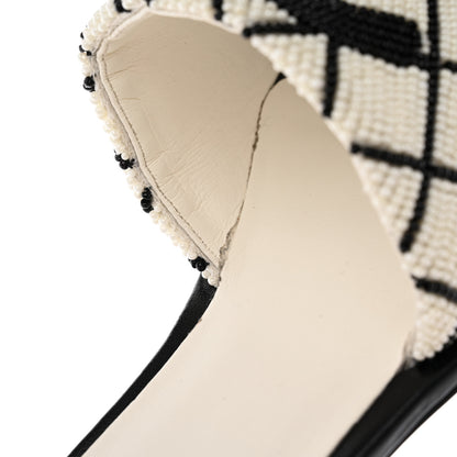 Chanel Pearl Embroidery CC Mules 37.5 Black White 17 of 18