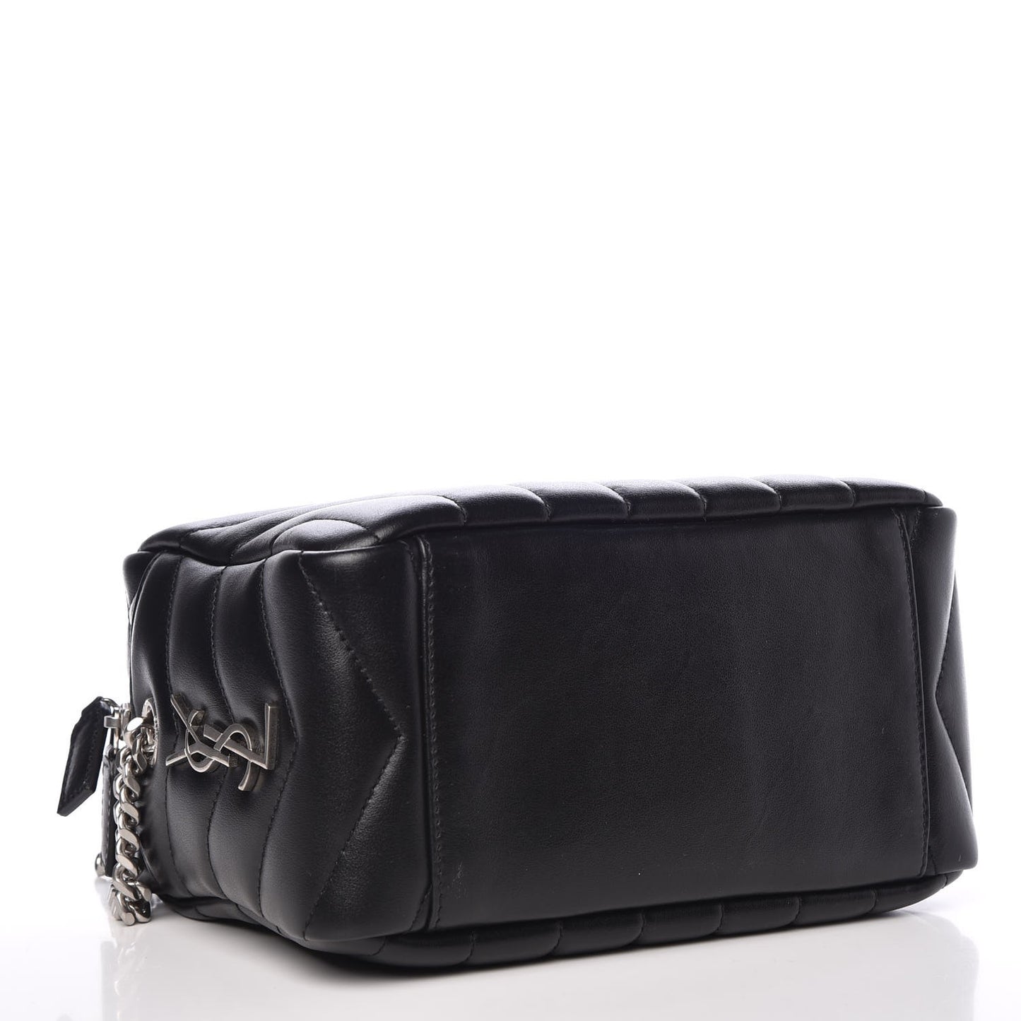 Calfskin Y Quilted Monogram Small Loulou Bowling Bag Black