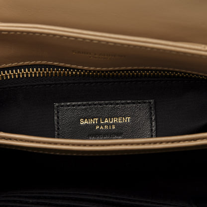 Saint Laurent Calfskin Y Quilted Monogram Toy Loulou Crossbody Bag Dark Beige 7 of 11
