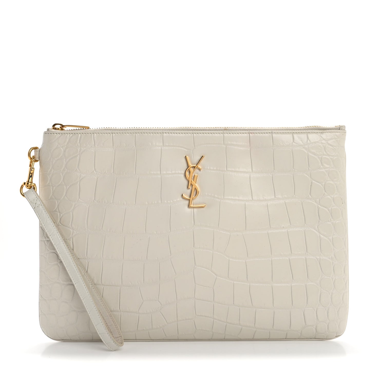 Calfskin Crocodile Embossed Tablet Pouch Crema Soft