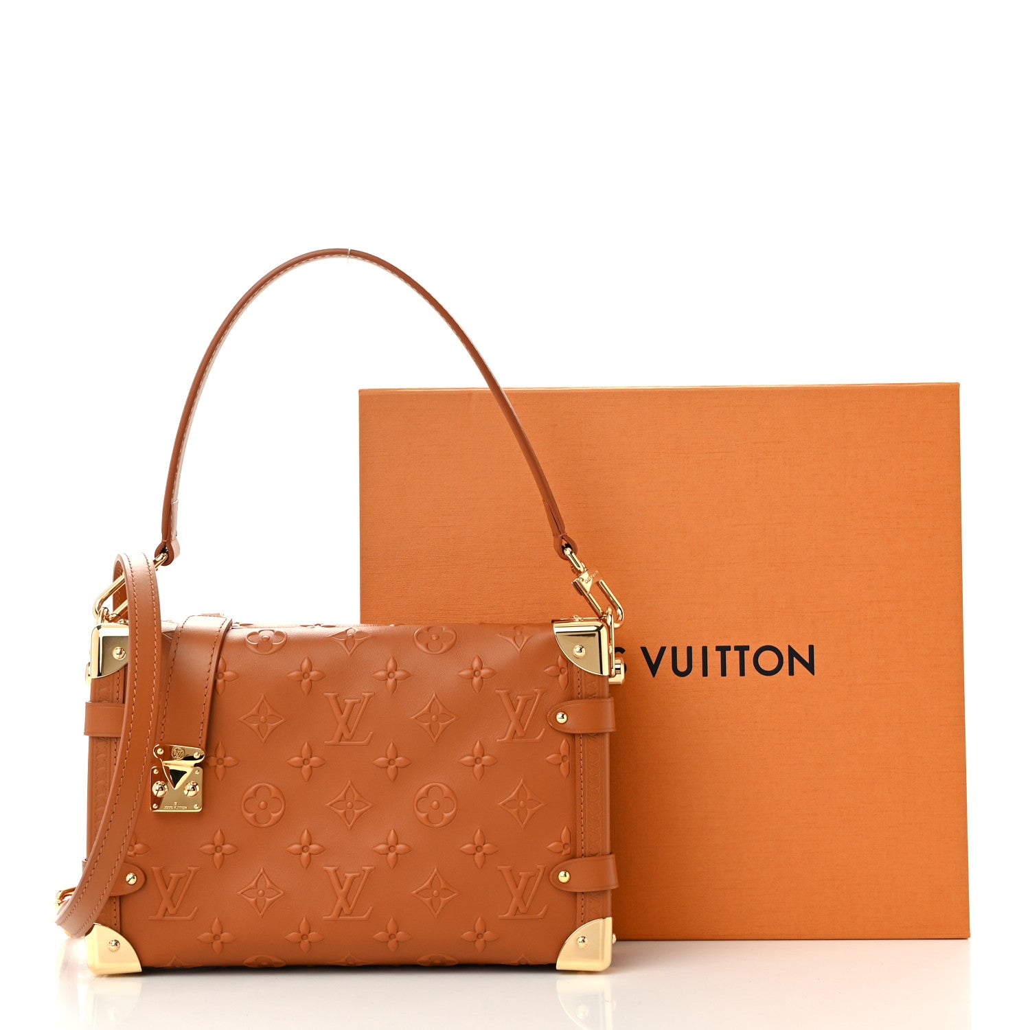 Louis Vuitton Calfskin Debossed Monogram Side Trunk Tan 10 of 10
