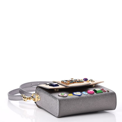 Dolce & Gabbana Metallic Dauphine Mini Millennials Love Princess Shoulder Bag Gold Silver 4 of 6