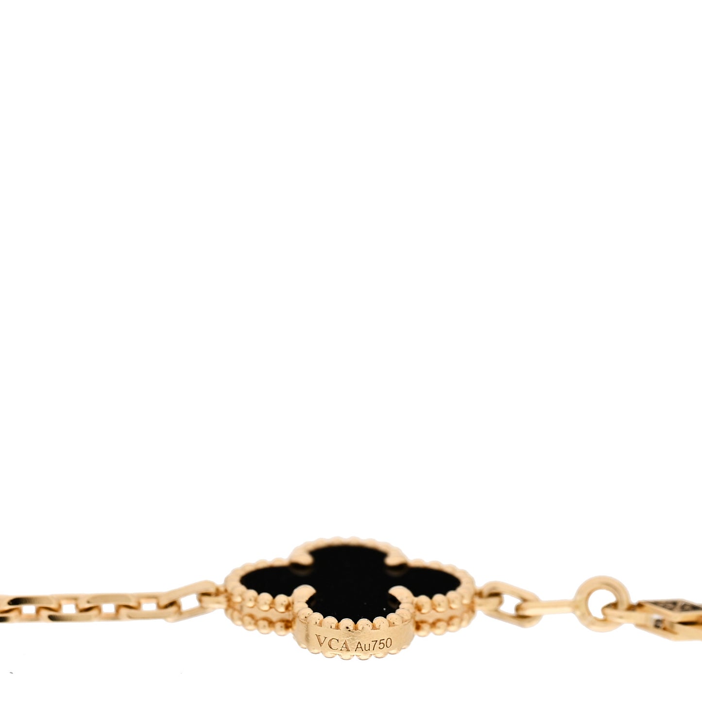 18K Yellow Gold Black Onyx 5 Motifs Vintage Alhambra Bracelet