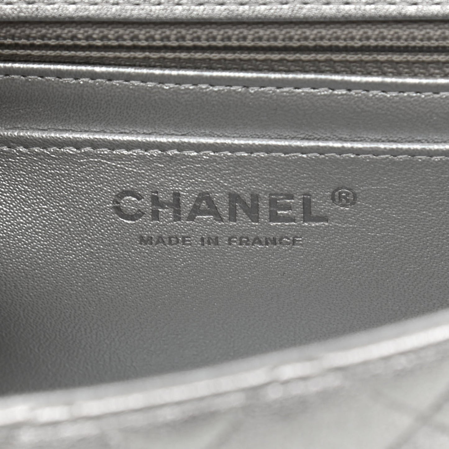 Metallic Lambskin Quilted Mini Rectangular Flap Silver
