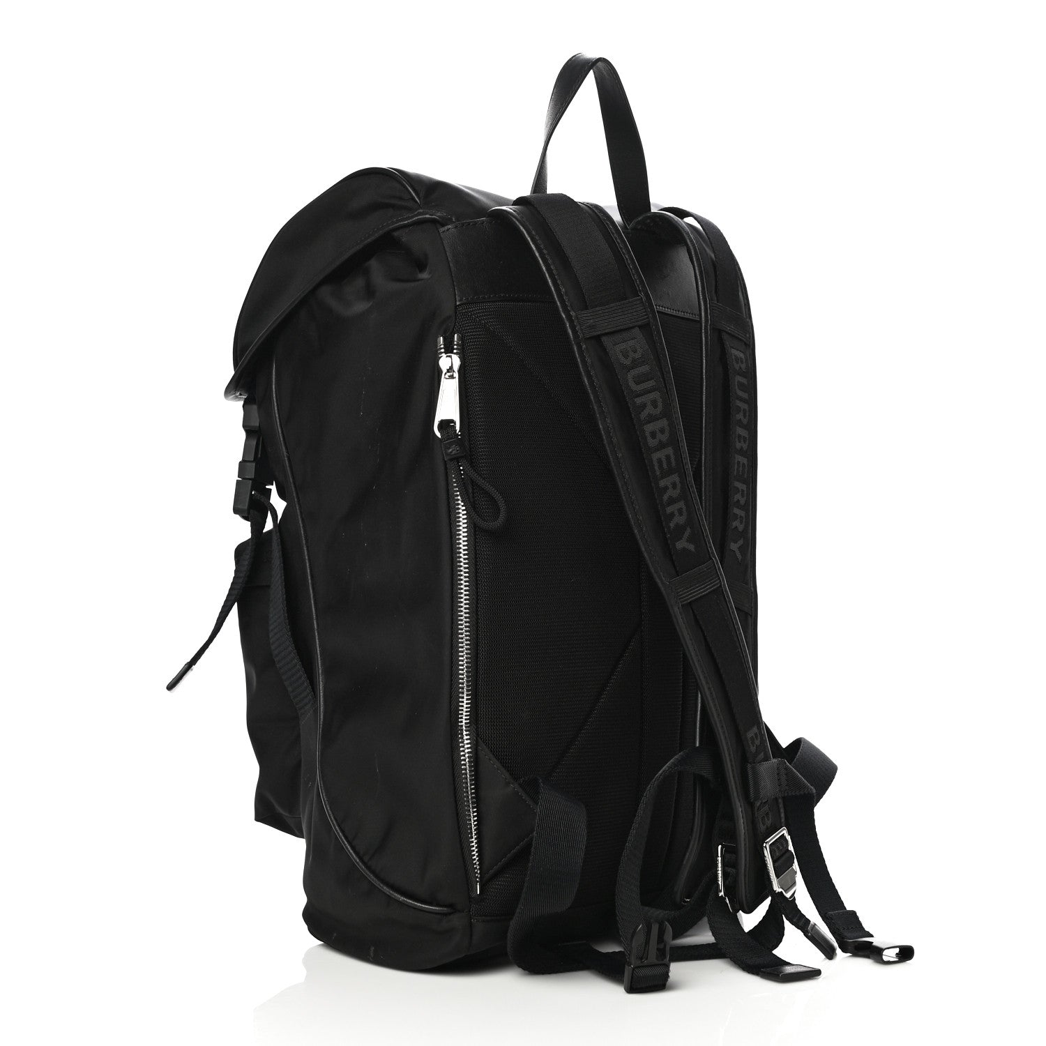 Burberry Nylon Logo Print Rocky Backpack Black 2 of 19