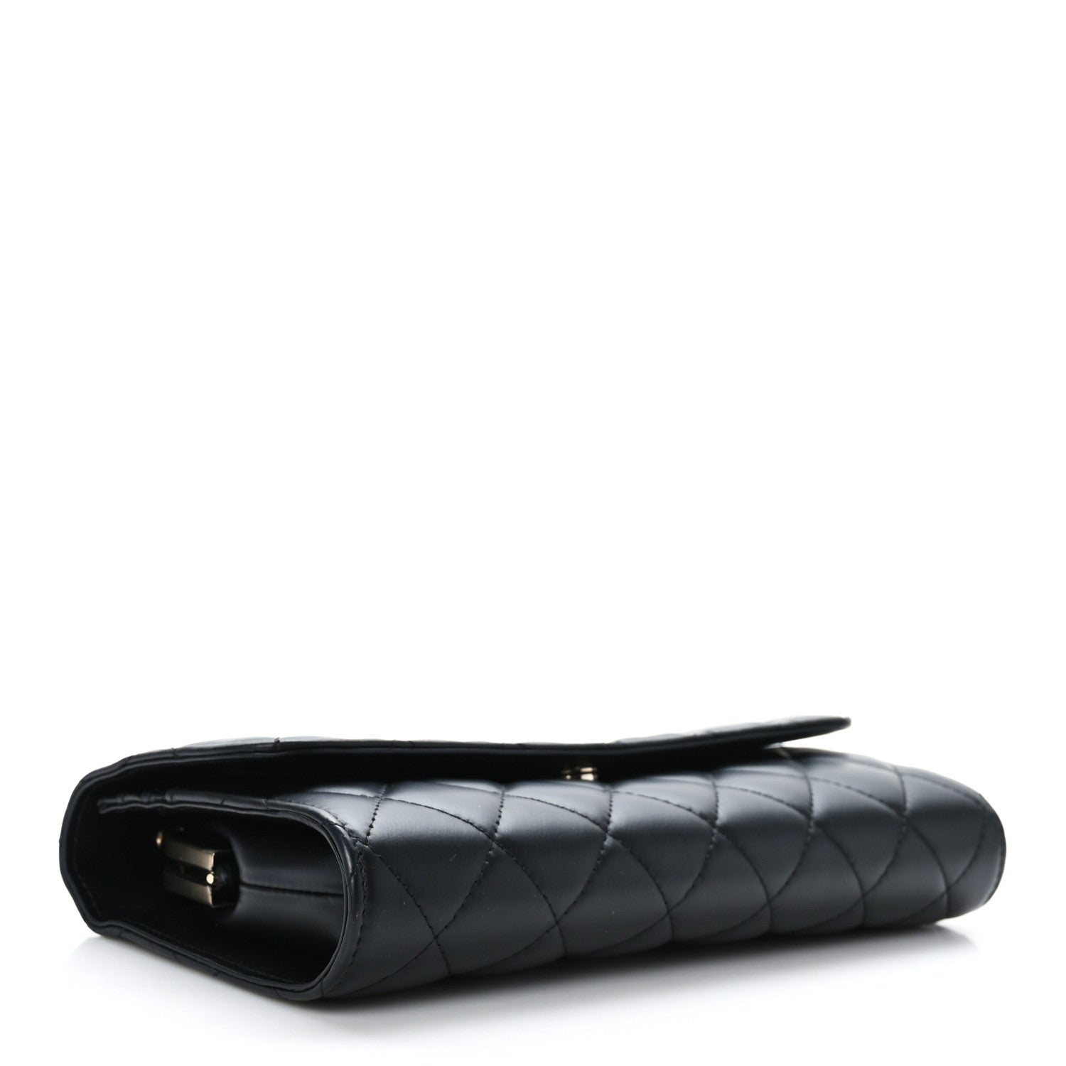 Chanel Shiny Calfskin Quilted Flap Phone Holder With Chain Black 4 of 9