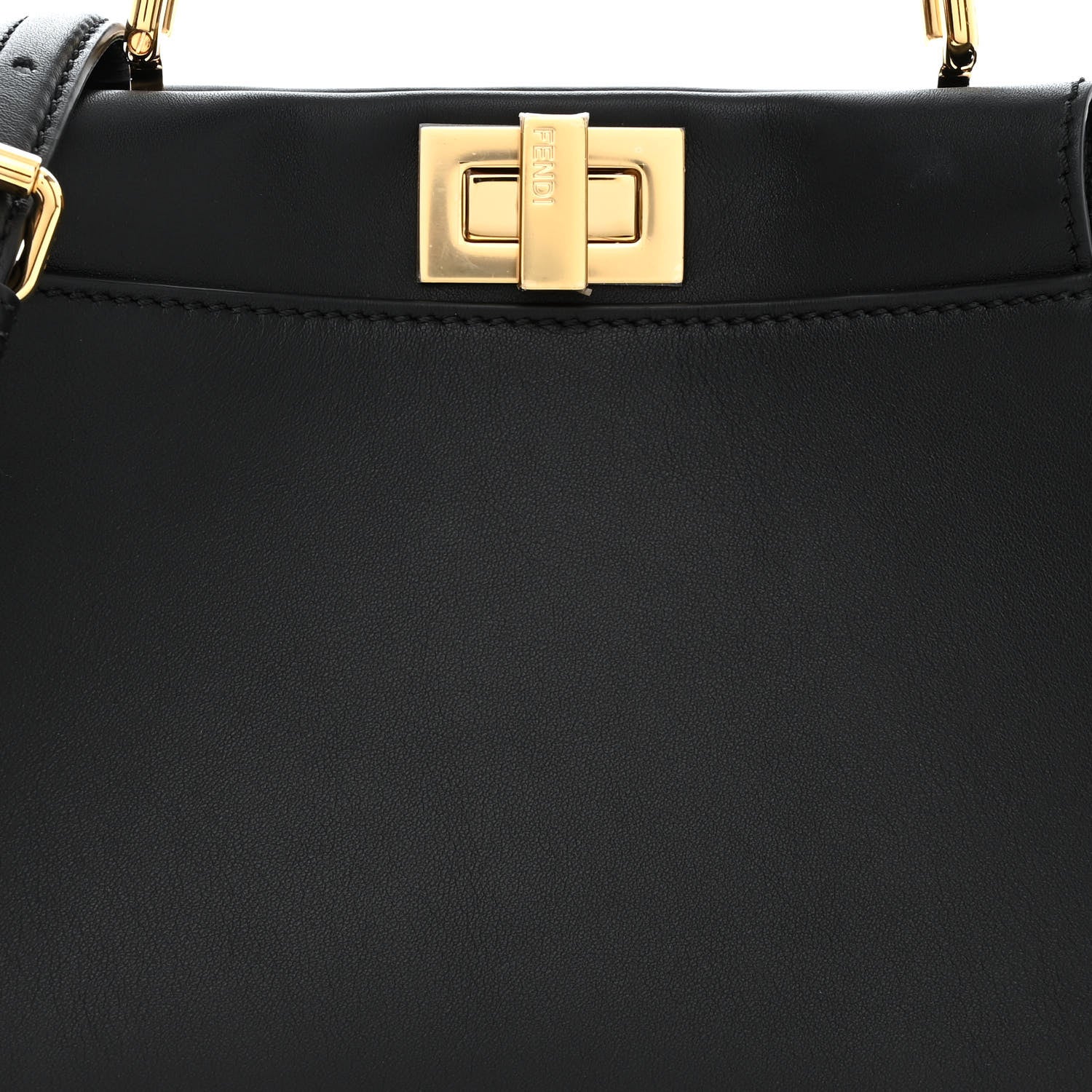 Fendi Vitello Seta Shiny Nappa Mini Peekaboo Iconic Satchel Black 9 of 12
