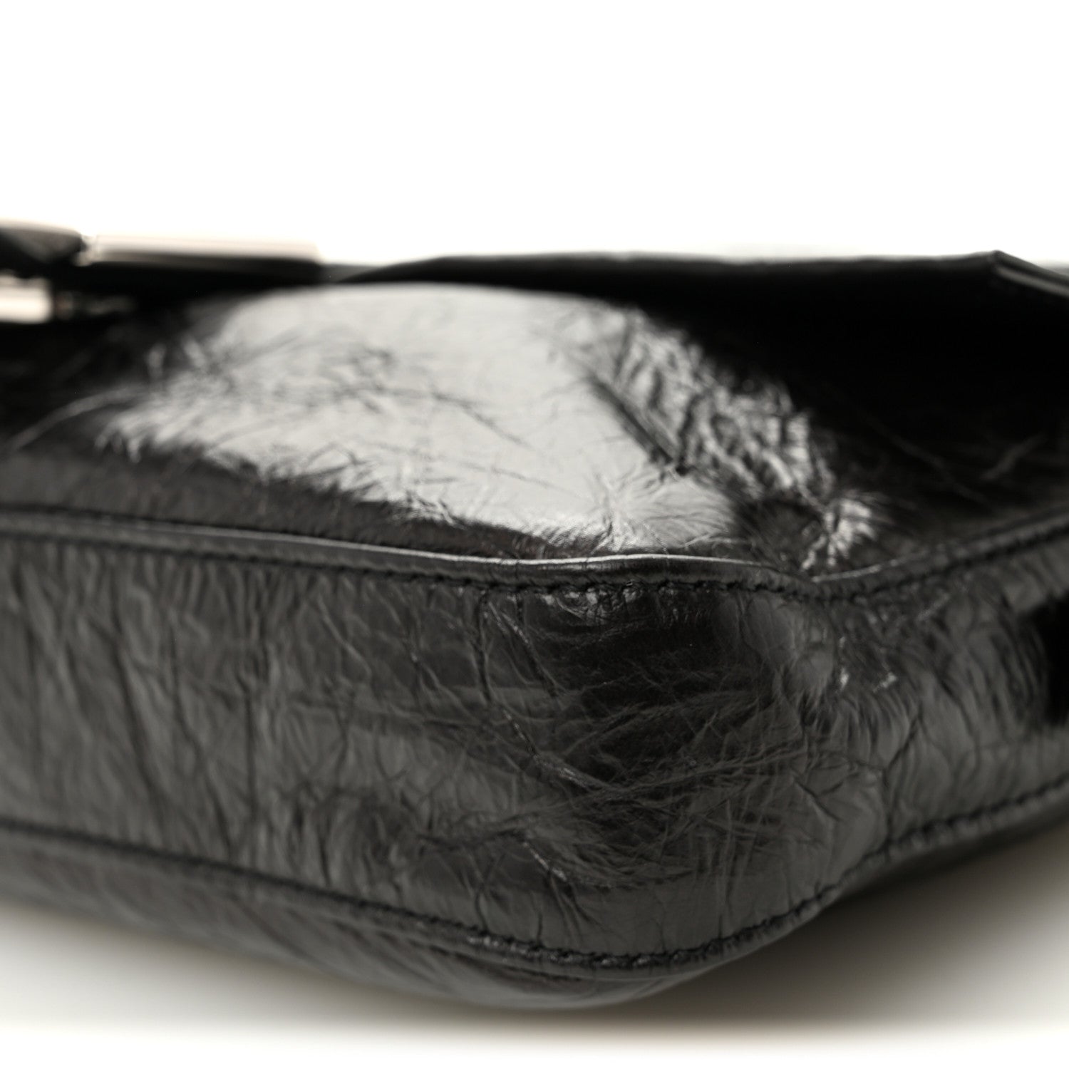 Fendi Crackled Calfskin Baguette 26424 Black 10 of 10