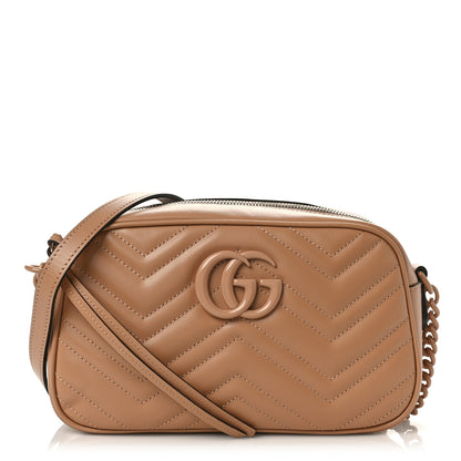 Gucci Calfskin Matelasse Monochrome Small GG Marmont Chain Shoulder Bag Camelia 1 of 8