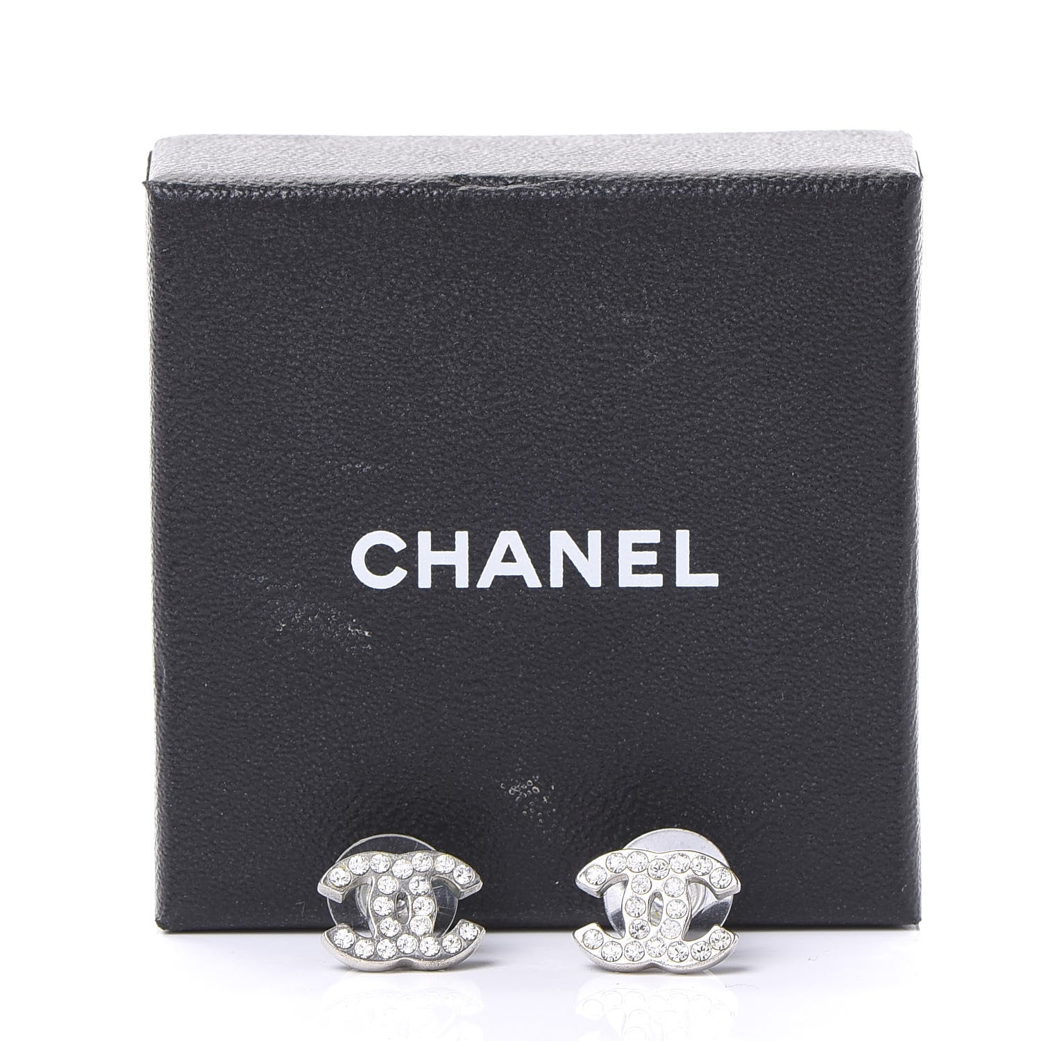 Chanel Crystal Mini Timeless CC Earrings Silver 5 of 5