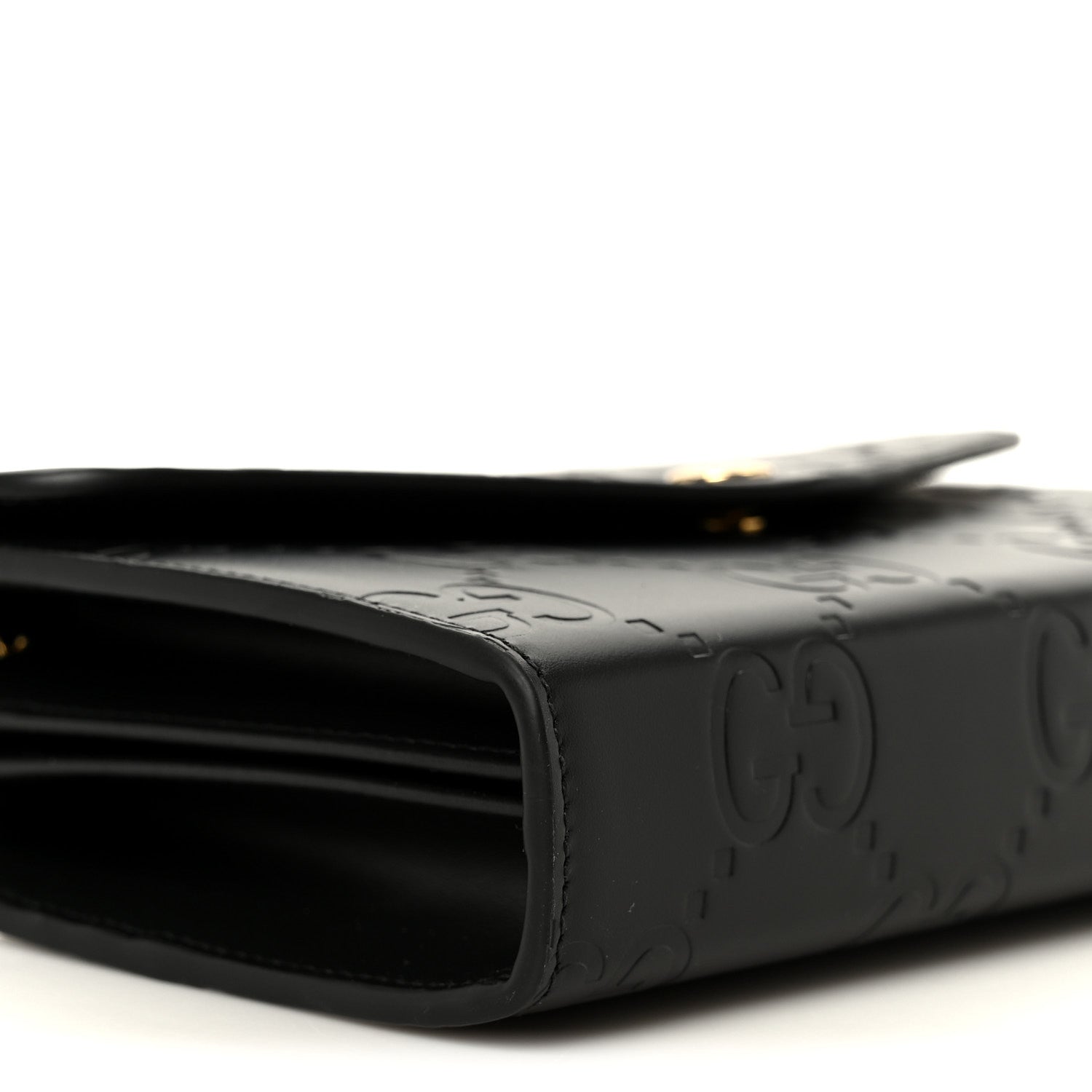 Gucci Calfskin GG Debossed Chain Wallet Black 9 of 10