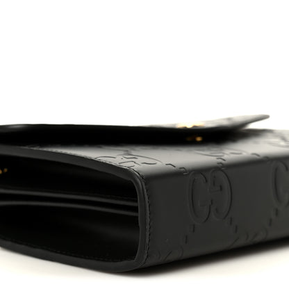 Gucci Calfskin GG Debossed Chain Wallet Black 9 of 10