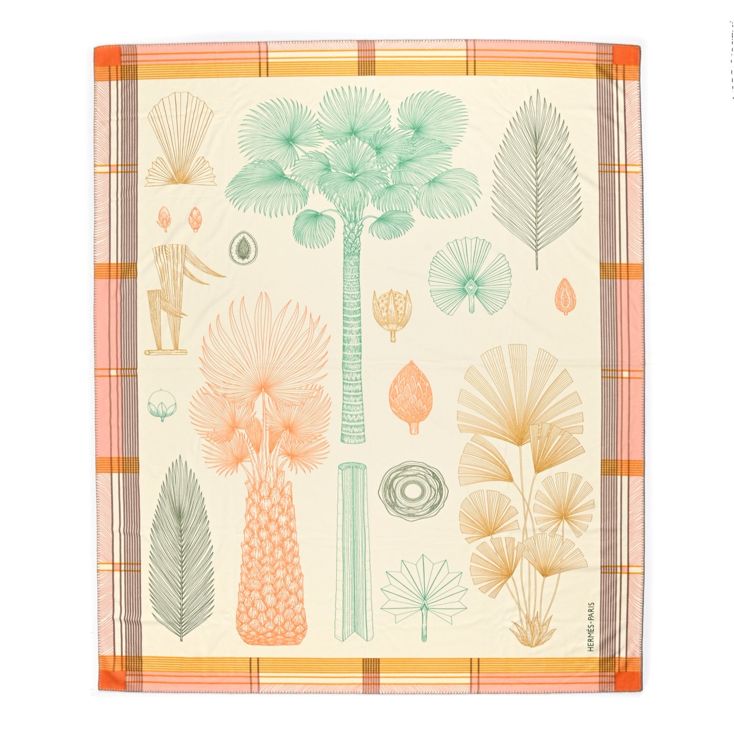 Hermes Wool Cashmere Palmarum Fortunei Blanket Rose Peche Jade 5 of 5