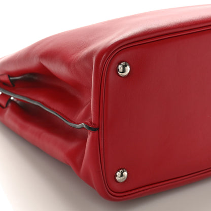 Prada Soft Calfskin Ribbon Tote Rosso Black 9 of 10