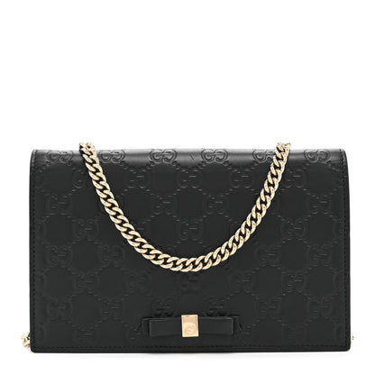 Gucci Guccissima Signature Bowy Chain Wallet Black 1 of 10