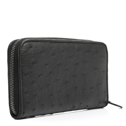 Bottega Veneta Ostrich Zip Around Wallet Black 3 of 9