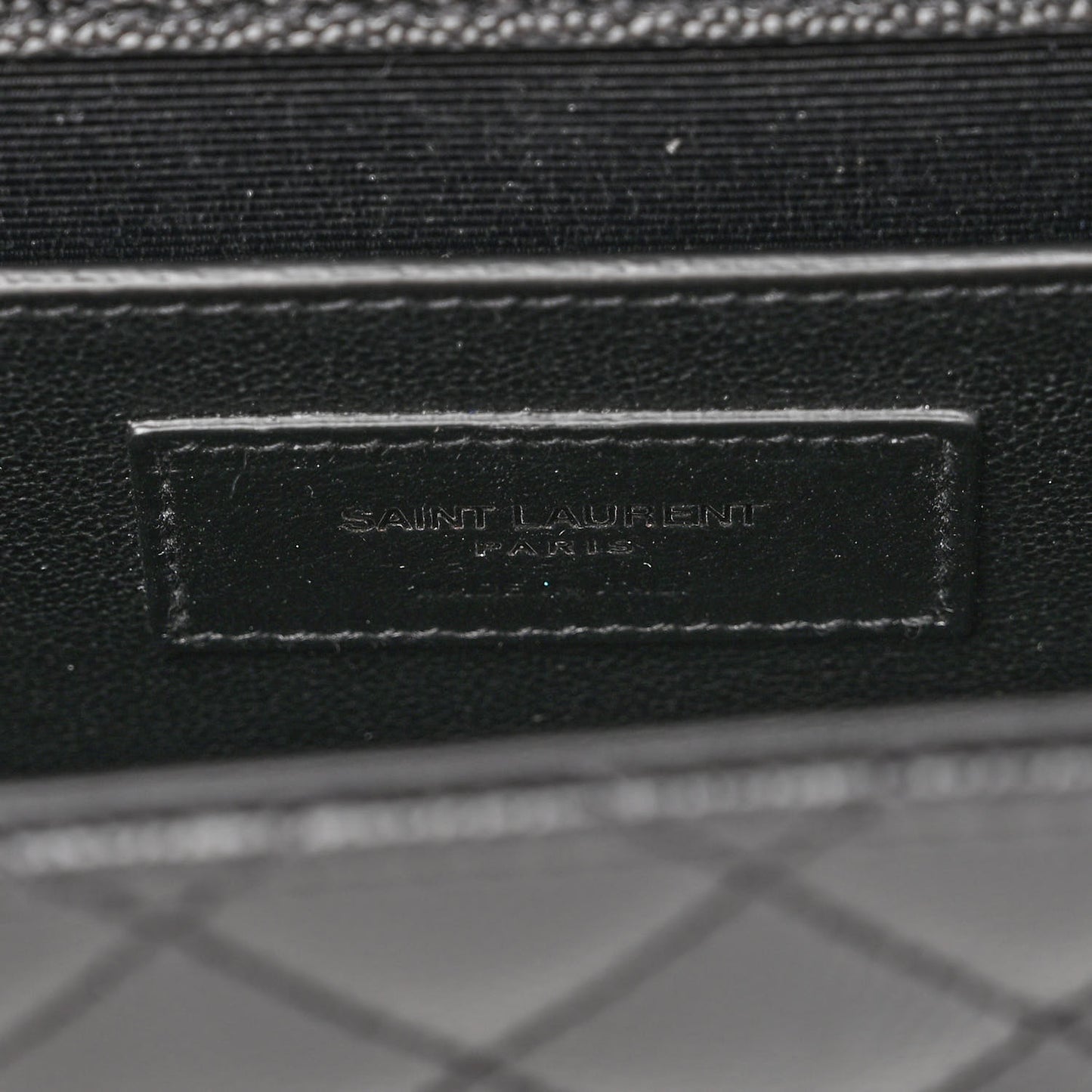 Grain De Poudre Textured Mixed Matelasse Triquilt Medium Monogram Monochrome Satchel Black