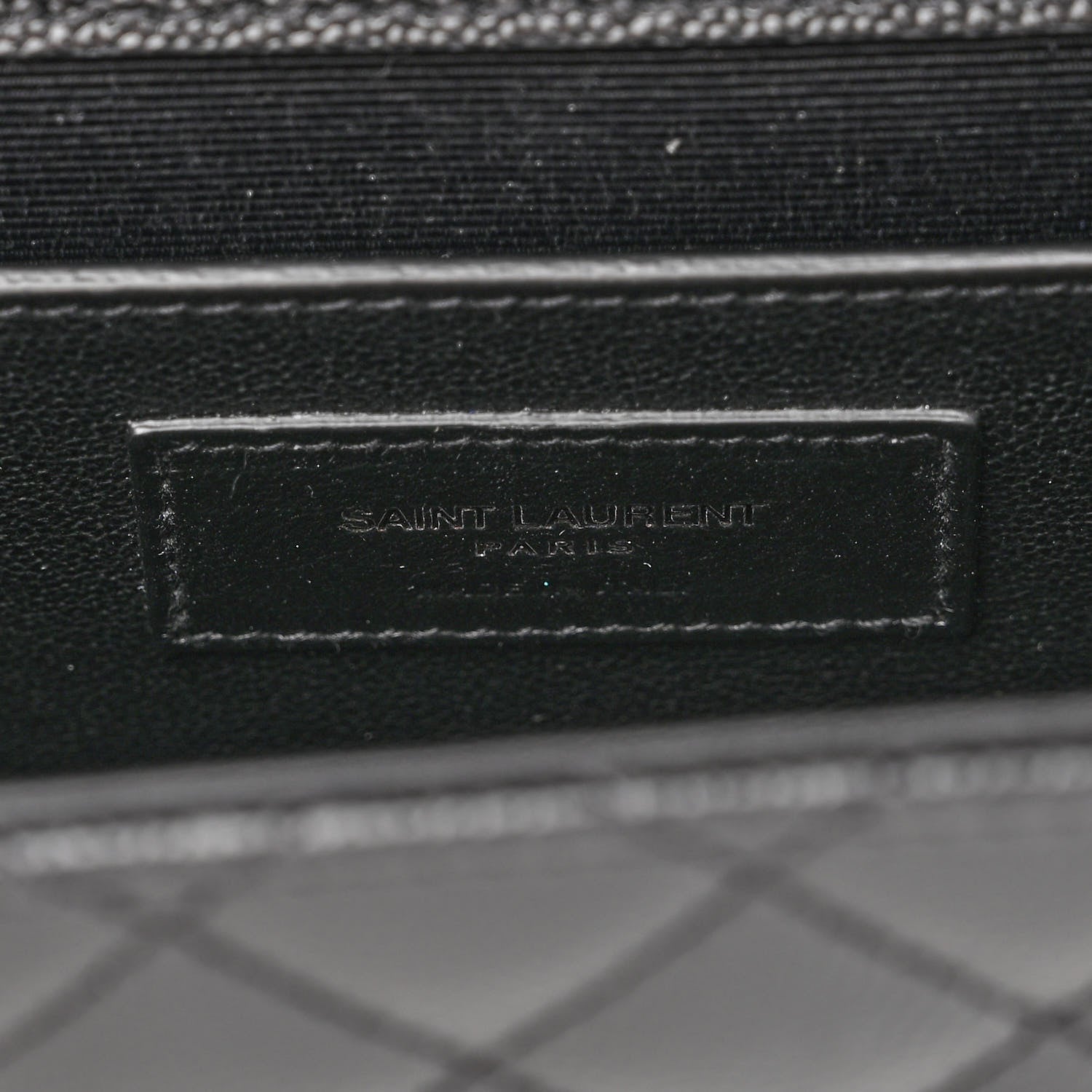 Saint Laurent Grain De Poudre Textured Mixed Matelasse Triquilt Medium Monogram Monochrome Satchel Black 5 of 8