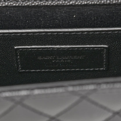 Saint Laurent Grain De Poudre Textured Mixed Matelasse Triquilt Medium Monogram Monochrome Satchel Black 5 of 8