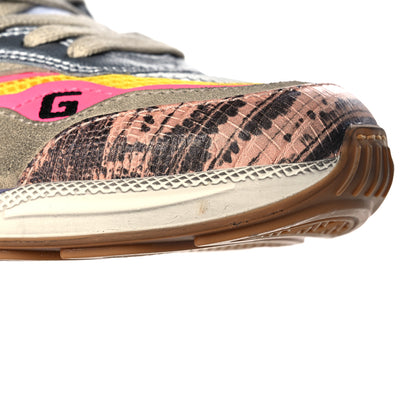 Gucci Suede Calfskin Tejus Printed Womens Ultrapace Sneakers 37 Pink Silver Oatmeal Yolk 11 of 15