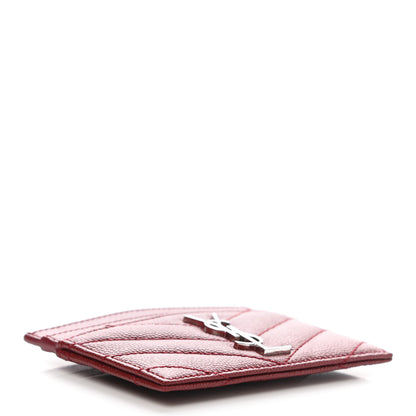 Saint Laurent Grain De Poudre Matelasse Chevron Monogram Credit Card Case Opyum Red 4 of 7
