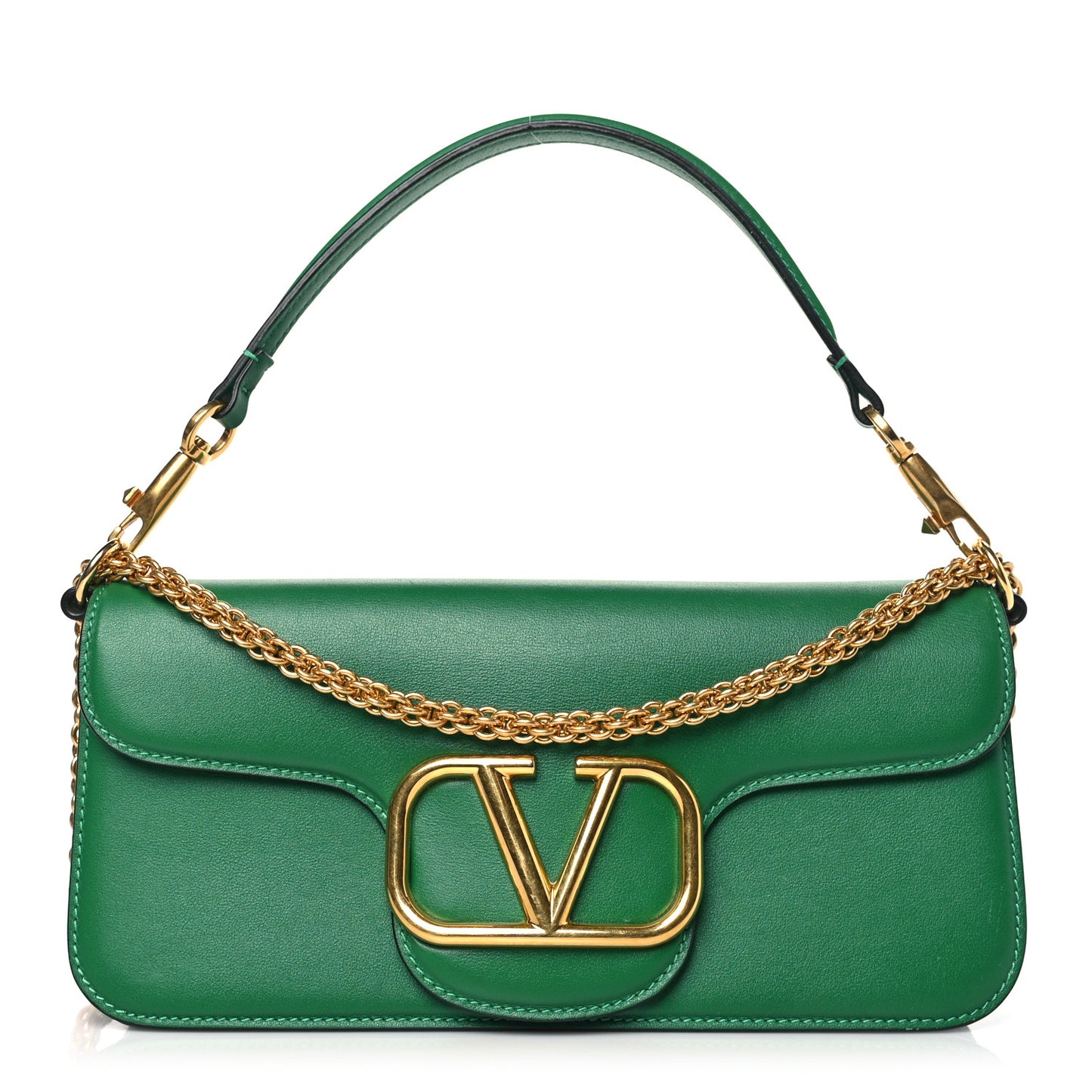 Calfskin Vlogo Loco Shoulder Bag Gea Green