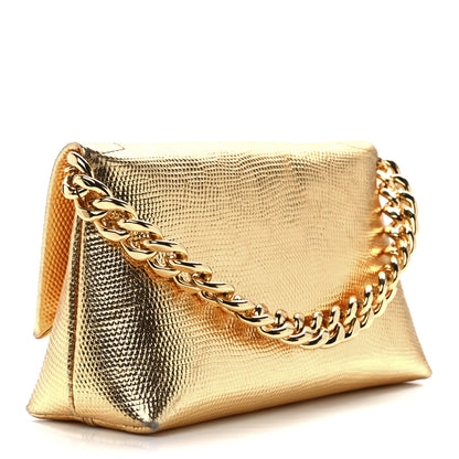 Tom Ford Lizard Embossed Metallic Mini Label Shoulder Bag Gold 3 of 10