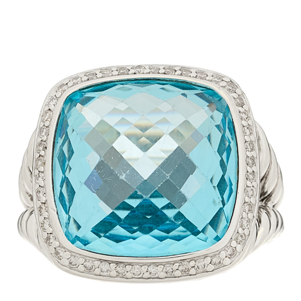 Sterling Silver Diamond Blue Topaz 17mm Albion Ring 60 9