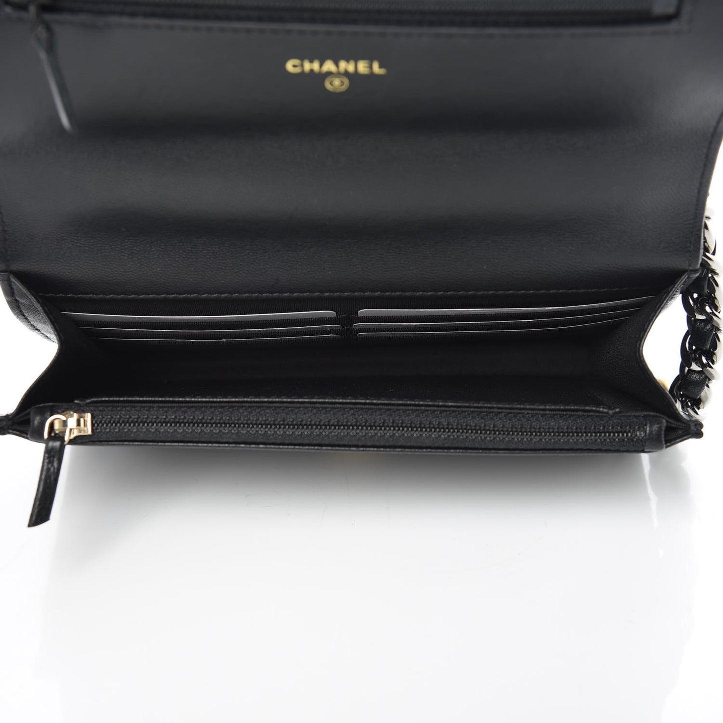 Goatskin Quilted 19 Wallet On Chain WOC Black